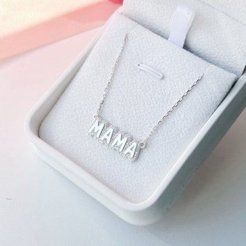 Срібне кольє з надписом виразними літерами "Мама" 925 проба, вставки куб. цирконій SD0624р фото