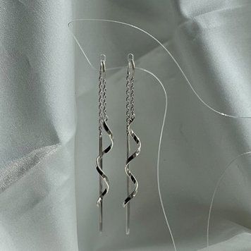 Серебряные серьги протяжки женские "Спиралька" Модные сережки продевки / висюльки серебро 925 пробы SD0324 фото