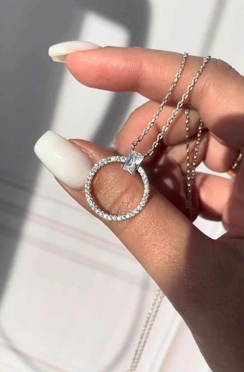 Серебряная цепочка женская "Сфера" Тонкое серебряное колье с кулоном женское из серебра 925 пробы SD0363 фото