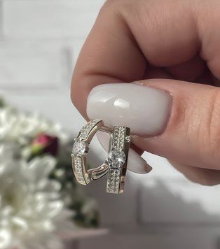 Серебряные серьги с золотыми пластинами и фианитами Мелисса SD0397 фото