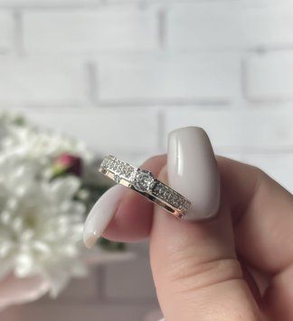 Срібна каблучка з золотими вставками та фіанітами Меліса SD0397 фото