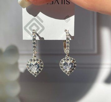 Серьги-подвески сердечка серебро 925 &laquo;Сияние любви&raquo; женские SD0359 фото