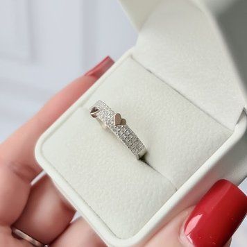Кольцо с сердечками из серебра и золота с кубическим цирконием Velisse SD0587 фото